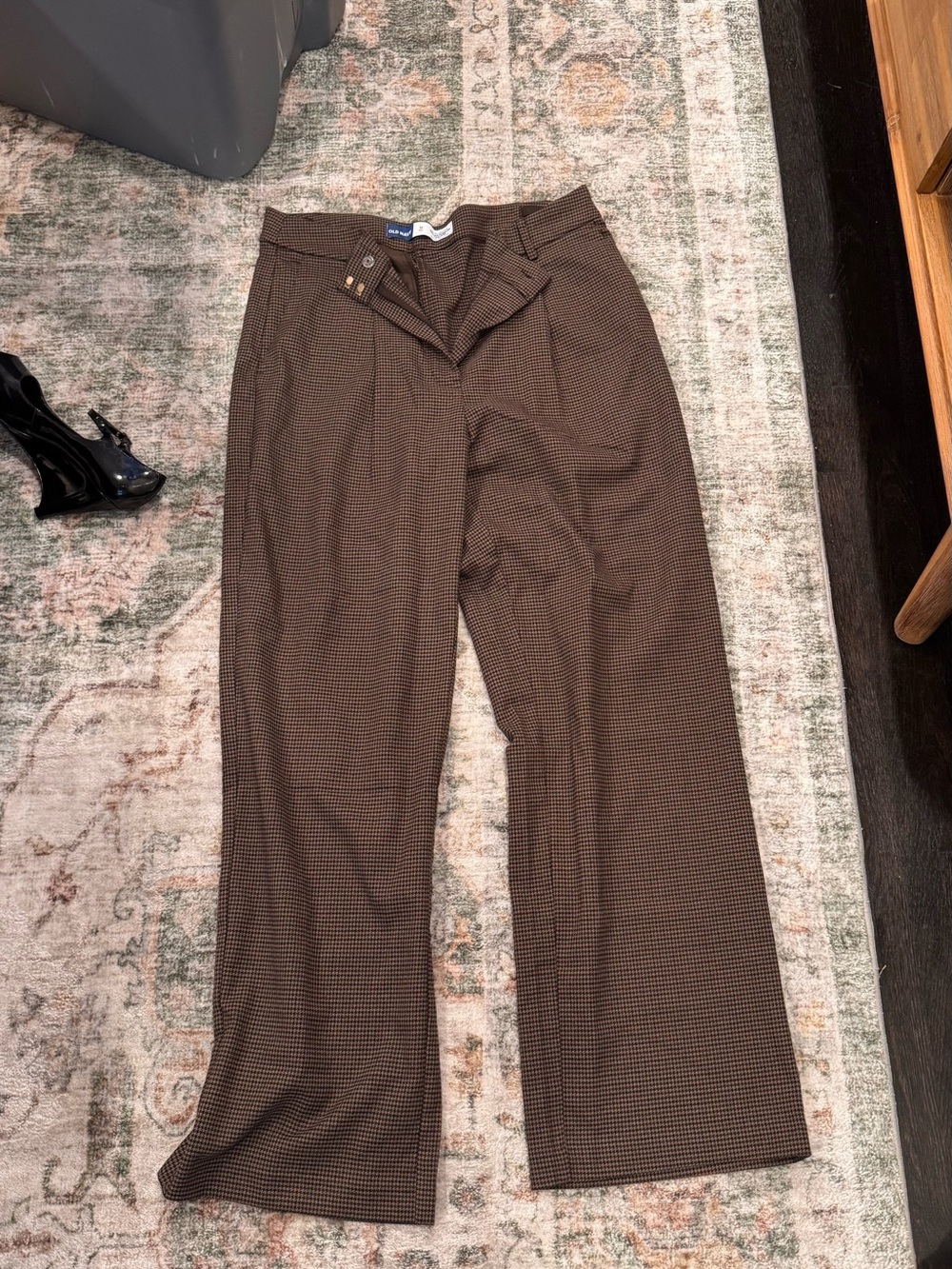 Old Navy Brown Houndstooth Wide Leg Pants